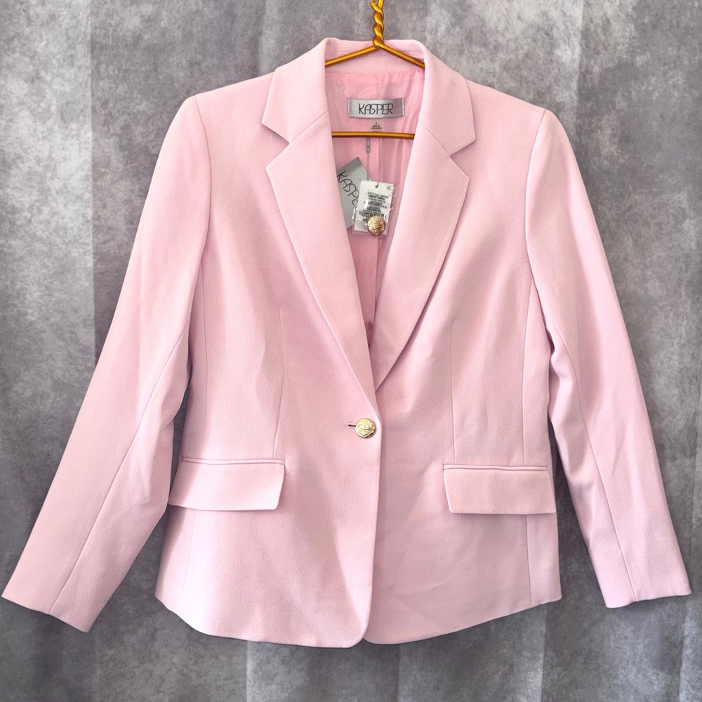 NWT Kasper One Button Blazer Womens Size 4 Tutu Pink BarbieCore Coquette